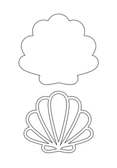 an outline of a shell with a cloud in the middle and a line drawing above it