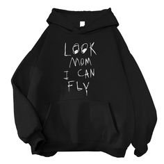 Get your order now: Look Mom- I Can Fly Mother'S Day Gift Ideas For The Adventurous Mom Hoodie - Alwaysky Store Design For Mom 2024 Black Slogan Hoodie, Black Winter Hoodie With Slogan, Black Slogan Hoodie With Long Sleeves, Black Long Sleeve Hoodie With Slogan, Mom Hoodies, Black Charcoal, Store Design, Mother's Day Gift, Forest Green