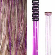 PRICES MAY VARY. 【Instant Shine】- Compared with traditional hair tinsel kit, the clip in hair tinsel extensions is the fastest and easiest way to add color and glitter on your hair without tools and the hairdresser's help, just half a minute. 【Specifications】- There are 6 pieces fairy glitter hair tinsel in the package, about 21.5in in length. You can trim the extra as you want. 【Heat Resistant Material】- The hair tinsel clip in is made of high quality polyester fiber,which can be styled using h Tinsel Extensions, Tinsel Hair Extensions, Fairy Glitter, Tinsel Hair, Festival Hair Accessories, Purple Fairy, Hair Tinsel, Festival Hair, Glitter Hair