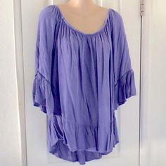 Mossismo Women’s Xxl Periwinkle Very Pretty Casual Rayon Tops With 3/4 Sleeves, Casual Purple Blouse With 3/4 Sleeves, Casual Purple Blouse 3/4 Sleeve, Casual Bell Sleeve Tops For Day Out, Casual Peasant Top For Summer, Stretch Rayon Top For Vacation, Flowy Solid Color Casual Blouse, Casual Solid Flowy Blouse, Casual Solid Color Flowy Blouse