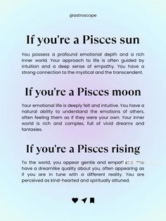 an advertisement with the words if you're a pisces sun and if you're a pisces moon