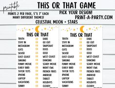 this or that game is perfect for any child's birthday, baby shower or party