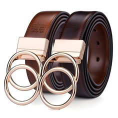 Discover the versatility and sophistication of the Lena reversible belt. Featuring beautiful twisted double-ring buckles, this leather accessory adds a touch of class to any outfit. Whether paired with casual jeans or a chic dress, the Lena belt embodies luxury and quality. Formal Belts, Leather Belt Buckle, Buckle Fashion, Men Belts, Men's Belts, Gold Belt, Gold Belts, Cow Skin, Casual Belt