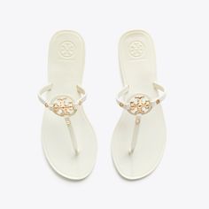 Our iconic collection, reimagined. Featuring a scaled-down Double T, the Mini Miller Jelly Sandal is refined and waterproof — perfect for the beach. Luxury Synthetic Beach Sandals, Luxury Synthetic Sandals For The Beach, White Tory Burch Sandals, Sequin Sandals, Miller Sandal, Tory Burch Sandals, Nordstrom Anniversary Sale, Tory Burch Miller, Cute Sandals