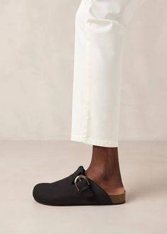 Travis Black Leather Mules | ALOHAS Cream Mini Dress, Sustainable Shoes, Black Clogs, Kids Garments, Black Leather Mules, Sustainable Leather, Vegan Boots, Clog Sandals, Black Leather Sandals