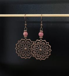 Boho Drop Earrings, Mandala Earrings, Copper Dangle Earrings, Ethnic Earrings,Dusty Pink Earrings, Flower Earrings, Bohemian Floral Earrings Bohemian Metal Flower Drop Earrings, Bohemian Metal Drop Flower Earrings, Adjustable Bohemian Flower Earrings, Bohemian Bronze Single Earring, Bohemian Brass Crystal Earrings With Ear Wire, Bohemian Dangle Flower Earrings For Pierced Ears, Adjustable Bohemian Crystal Earrings, Pink Bohemian Flower Earrings For Pierced Ears, Bohemian Brass Dangle Flower Earrings