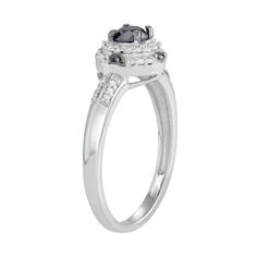 Add some sparkle to your style with this black and white diamond ring. Click on this JEWELRY & WATCHES GUIDE to learn about fit, styles, materials and more!RING DETAILS Width: 8.30 mm Metal: sterling silver Plating: rhodium Finish: polished DIAMOND DETAILS Total weight: 1/2 c.t. Shape: round Color: black & white Color grade: H,I Clarity: I2,I3 Setting: prong Diamond weights are approximate. Diamond total weights may vary between .01 and .08 ct. Some diamonds have fewer than 17 facets.Diamond equ Black White Diamond Ring, Styles Clothing, White Diamond Ring, Right Hand Rings, Ring Black, Color Grading, Vintage Style Outfits, Sterling Ring, Womens Fashion Casual