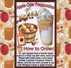 an advertisement for apple cider frappuccino