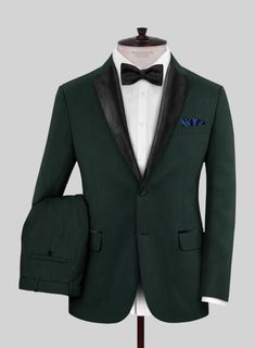 Update your ceremonial attire with the Napoleon Intense Green Wool Tuxedo Suit and be ready to grab everyone's attention. This solid green suit, made from a wool blend, will be a smart investment for an elegant look that will turn heads and make a lasting impression. Featuring satin lapel, matching satin covered button Brown Tuxedo, Herringbone Tweed Jacket, Custom Tuxedo, Grey Wool Suit, Blue Linen Shirt, Green Tuxedo, Linen Suits, Green Suit, Tweed Suits