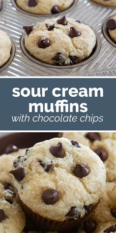 chocolate chip muffins with text overlay