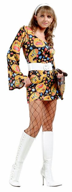 Adult Disco Daisy Go Go Costume Disco Girl Costume, 70s Disco Costume, Go Go Dancer Costume, Fashion Trend Pattern, Apple Costume, 70s Fashion Outfits, 70s Costume, Disco Costume, 1960s Outfits