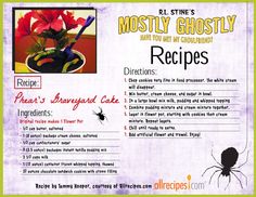 the recipe for most ghostly halloween treats is shown in this image, and it's also available as a printable