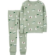 Snuggly and cute is the name of the game in comfy winter pajamas for baby and toddler. This 2-piece sage pajama set from Carters Child of Mine has everything for a cozy nights rest. These soft holiday pajamas feature an ultra-cool all-over snowman print. This 2-piece thermal pajama set includes one long sleeve top and snug pants with ribbed cuffs on legs, wrists, and neckline. Plus, with an elastic waistband these winter jammies have a perfect fit. This set is made with the same trusted quality Holidays With Toddlers, Thermal Pajamas, Comfy Winter, Winter Pajamas, Holiday Pajamas, Kids Clothes Boys, Baby And Toddler, Boys Pajamas, Boy's Clothing