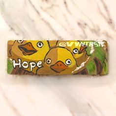 a candy bar with an image of a bird on it's wrapper that says hope