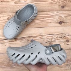 Brand New Crocs Echo Clog Atmosphere (Light Grey) Kids/Juniors Size J5 / Women’s Size 7 Kids Juniors Size J6 / Women’s Size 8 *Please Note* These Are Big Kids Shoes Converted To A Women’s Size For This Listing. Latest Crocs Shoes, Breathable Gray Slip-on Sandals, Casual Breathable Clogs With Round Toe, Gray Round Toe Clogs For Outdoor, Gray Casual Clogs With Rubber Sole, Casual Gray Clogs With Rubber Sole, Casual Gray Synthetic Clogs, Gray Closed Toe Synthetic Clogs, Gray Synthetic Round Toe Clogs