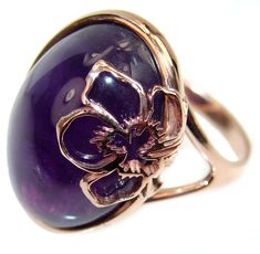 Handmade Unique 925 Sterling Silver ring with unique one of a kind Amethyst,  10.90 grams of marvelous handcrafted jewelry design. Only one piece availble ready to ship! It's unique worldwide ring - simply piece of art in world of fine jewelry. Purple Beauty 10.5 carat  Amethyst 18K Rose Gold over  .925 Sterling Silver Ring size 8 3/4  RING DETAILS: Weight: 10.90g; Size: 8 3/4; Material: Sterling Silver; Main stone: Amethyst; Dimension: L - 7/8, W - 3/4, T - 3/8 inch; Stamp / Mark: 925; Conditio Luxury Antique Amethyst Ring For Women, Luxury Polished Amethyst Ring Gift, Fine Jewelry Amethyst Ring With Polished Finish As Gift, Elegant Amethyst Ring With Polished Finish, Unique Oval Amethyst Ring For Formal Occasions, Luxury Rose Gold Amethyst Ring As Gift, Exquisite Amethyst Ring As Gift, Exquisite Amethyst Ring Gift, Round Amethyst Ring With Polished Finish