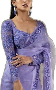 Elegant Lavender Dupatta With Intricate Embroidery, Elegant Lavender Embroidered Dupatta, Elegant Semi-stitched Purple Blouse, Purple Zari Work Blouse Piece For Formal Wear, Purple Zari Work Blouse Piece For Formal Occasions, Semi-stitched Purple Blouse For Wedding, Intricate Embroidery Purple Blouse Piece For Wedding, Formal Purple Zari Work Blouse Piece, Festive Lavender Saree With Unstitched Blouse