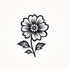 a black and white flower on a white background