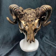 Metallic Ram Mask With Horns Silver or Gold Steampunk Forest Fairy Fae Fantasy Gothic Halloween - Etsy Steampunk Forest, Ram Mask, Mask With Horns, Fairy Mask, Goat Mask, Gold Man, Metal Horns, Metal Mask, Gold Mask