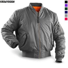 Men's Flight Bomber Jacket Military Pilot Jacket US Army Air Force Coats Outwear | eBay Winter Stand Collar Outerwear For Outdoor Activities, Winter Outerwear For Outdoor Activities With Stand Collar, Windproof Windbreaker For Cold Weather In Fall, Stand Collar Outerwear With Pockets For Outdoor Activities, Winter Outerwear With Stand Collar For Outdoor, Outdoor Stand Collar Outerwear With Pockets, Winter Outerwear For Outdoor Activities With Ribbed Cuffs, Winter Outdoor Outerwear With Ribbed Cuffs, Gray Long Sleeve Parka For Cold Weather