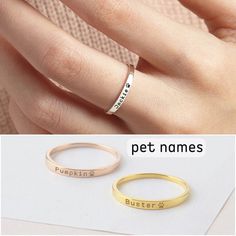 Name Rings Personalized, Signature Necklace Handwriting, Memorial Christmas Gift, Dog Memorial Jewelry, Stackable Name Rings, Paw Print Ring, Pet Paw Print, Handwriting Necklace, Memorial Ring