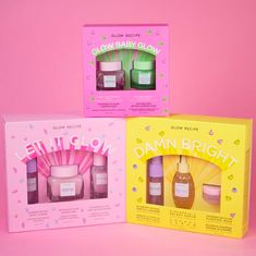 Packaging Template, Glow Recipe, Cosmetic Sets, Skin Care Kit, Packing Design, Beauty Packaging