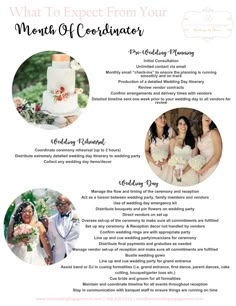 a flyer for a wedding ceremony with pictures of the bride and groom