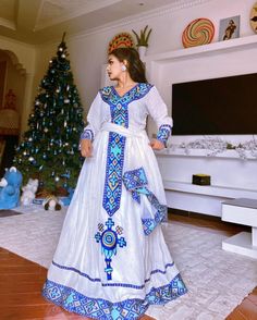 Blue Habesha Kemis, Habesha Kemis Modern, Modern Habesha Dress, Habesha Dress, Ethiopian Traditional Dress, Ethiopian Dress, Habesha Kemis, Dresses Xxl, Intricate Embroidery