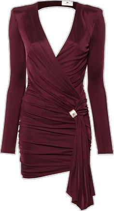 Mini Dress With Draped Long Sleeves For Night Out, Elegant Burgundy Ruched Mini Dress, Elegant Long Sleeve Ruched Dress For Night Out, Elegant Draped Mini Dress For Fall, Elegant Ruched Bodycon Long Sleeve Dress, Draped Mini Dress For Date Night, Draped Evening Mini Dress For Fall, Draped Mini Dress For Fall Evening, Fall Evening Draped Mini Dress