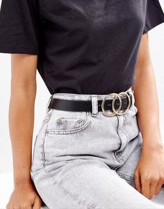 ASOS DESIGN double circle waist and hip jeans belt | ASOS Belts For Women Fashion, Women Fashion Edgy, Hipster Outfits, Jean Belts, Black Women Fashion, Mode Inspo, Mode Online, Inspiration Mode