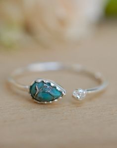 Pietra Ring * Copper Turquoise * Sterling Silver 925 * BJR038 – ByCila, Inc Turquoise Gold Ring, Future Style, Copper Turquoise, Western Jewelry, Ring Gold, Metal Bands, Adjustable Ring, Turquoise Sterling Silver, Turquoise Jewelry