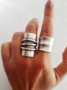 Boho Silver Modernist Ring Silver Statement Ring Ethnic | Etsy Bohemian Style Metal Jewelry, Bohemian Silver Metal Rings, Bohemian Metal Open Ring, Bohemian Wide Band Open Ring As Gift, Bohemian Wide Band Ring With Open Shape As Gift, Metal Open Ring For Festival, Metal Open Ring For Festivals, Nickel Free Metal Rings For Festival, Adjustable Metal Rings For Festival