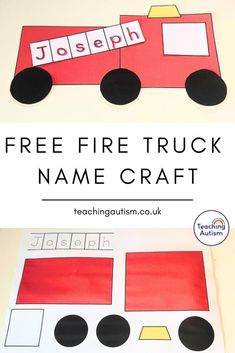 Fire Safety Preschool Art Activities, Prek Fire And Safety Week, Fire Trucks Preschool Activities, Montessori Fire Safety, Preschool Fire Prevention Crafts, Fire Trucks Craft Preschool, Community Helpers Creative Arts, Fire Truck Name Craft Preschool, Fire Safety Prek Activities