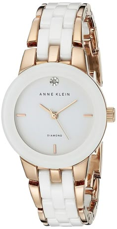 Anne Klein Women's AK/1610WTRG Diamond Dial Rose Gold-Tone and White Ceramic Bracelet Watch -- You can find out more details at the link of the image. Anne Klein Watch, Trendy Watches, Fancy Watches, Watches Women, Expensive Watches, Girls Watches, Stylish Watches, Watches Women Fashion, Watch Gifts