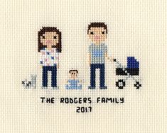 the cross stitch family is depicted on a white background with black lettering that reads,'the ridders family 2011 '