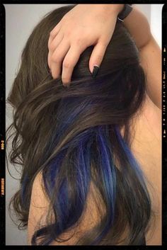 Peek-A-Boo Blue Coloring Hair Highlights Inspiration, Blue Tips Hair, Blue Hair Streaks, Highlights Inspiration, Be A Minimalist, Blue Hair Highlights, Dyed Hair Blue