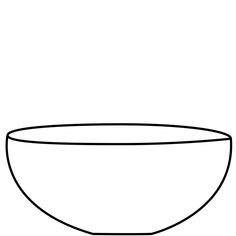 a black and white drawing of a bowl on a white background with one line in the middle