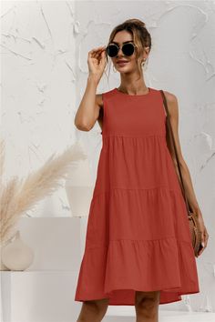 O-Neck Sleeveless Loose Dress Dresses Ideas For Women, Vestido Midi Casual, Sleeveless Long Dress, Beach Maxi Dress, Dresses Ideas, Mini Short, Necklines For Dresses, Floral Print Shorts, Loose Dress