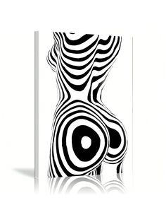 an abstract black and white painting on a white background with the shape of a woman's body