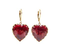 LOVE heart earrings gold red earrings bohemia glass vintage 1960s handmade handmade glass stones The earrings shown are handmade in our Cologne studio. The setting consists of real gold-plated tombac. The stone used is original glass handmade in Germany from the 1960s. Stone size: approx. 18 x 18 mm Colour: red gold Total length: 30mm Brand: SoHo® For these earrings we only use materials from Germany. All operations are carried out under fair conditions in Germany lovingly crafted. Frames and Wi Vintage Red Heart Earrings For Pierced Ears, Red Vintage Heart Earrings, Vintage Red Heart Earrings As Gift, Vintage Red Heart Earrings For Gift, Red Vintage Heart Earrings For Gifting, Red Vintage Heart Earrings For Gift, Red Vintage Earrings For Valentine's Day, Gold Red Earrings, Bohemia Glass