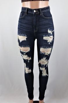 Allen Distressed Jeans Stretch Ripped Medium Wash Cropped Jeans, High Rise Distressed Cropped Jeans In Denim Blue, Distressed High Rise Jeans In Medium Wash, High Rise Distressed Medium Wash Jeans, High Rise Medium Wash Distressed Jeans, Dark Wash Distressed Cutoff Cropped Jeans, Trendy Dark Wash Distressed Jeans, High Rise Stretch Distressed Cropped Jeans, Dark Wash Stretch Cutoff Jeans