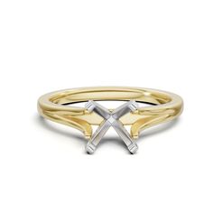 two tone gold and silver ring with an x in the middle, on a white background