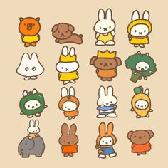 some cute little animal stickers on a brown background