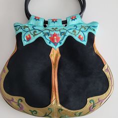 New Without Tags Papillon Purse In Dark Blue (Midnight Blue) Embroidered Dust Bag Included Beautiful Colors Embroidered Within Embroidered Leather Evening Bag, Blue Embroidered Satchel Bag, Formal Embroidered Leather Shoulder Bag, Formal Embroidered Tote Bag, Blue Embroidered Formal Bag, Formal Blue Embroidered Bag, Blue Traditional Formal Bag, Traditional Blue Evening Bag, Traditional Blue Formal Bag