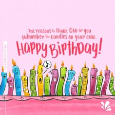 a birthday card with candles on it