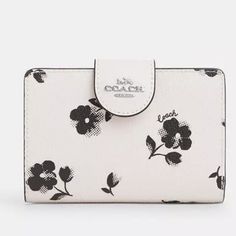 Coach, Medium Size, Chalk Multi Color, Snap And Zip Closure, Leather Trendy White Wallet With Card Slots, Trendy White Wallets With Card Slots, Trendy White Rectangular Wallet, Chic White Wallets For Daily Use, Coach Leather White Wallet, White Wallets With Card Slots For Daily Use, White Travel Wallets With Interior Card Slots, White Travel Wallet With Interior Card Slots, Travel Wallets With Interior Card Slots In White