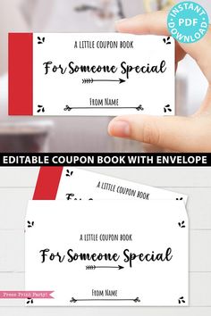 two coupon book with envelopes for someone special - printable coupon book