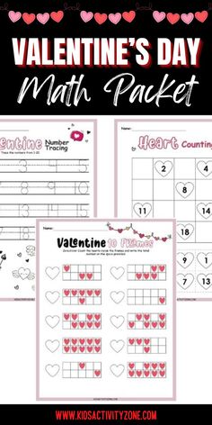 valentine's day math packet with hearts on it and the words valentine's day written