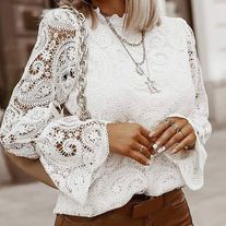 Sling Backless V-Neck Sleeveless Dress sold by shiook on Storenvy Guipure Lace Top, Lace Lanterns, Lantern Sleeve Sweater, Patch Work Blouse, White Lace Blouse, White Lace Top, Guipure Lace, White Fashion, Women Lace