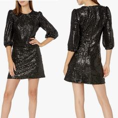 Nwt Karl Lagerfeld | Black Sequin Puff Sleeve Shift Dress *Brand New With Tags. No Flaws. *Black *Fully Sequined *Elbow Sleeves With Buttoned Cuff *Has Some Stretch *Shift Silhouette *Size 4 *93% Polyester, 7% Spandex Shoulder To Bottom: Approx 37" Underarm To Underarm: Approx 18" Black Puff Sleeve Dress For Formal Fall Occasions, Black Puff Sleeve Evening Dress For Fall, Black Puff Sleeve Dress For Formal Fall Events, Black Puff Sleeve Knee-length Dress For Fall, Black Long Sleeve Puff Sleeve Cocktail Dress, Fitted Puff Sleeve Dress For Night Out In Fall, Fitted Puff Sleeve Dress For Fall Night Out, Sequin Fitted Puff Sleeve Dress, Black Puff Sleeve Dress For Spring Party